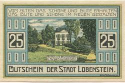 Lobenstein - Stadt - 15.3.1921 - 25 Pfennig