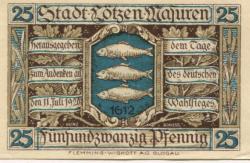 Lötzen (heute: PL-Gizycko) - Stadt - 1.11.1920 - 25 Pfennig