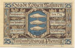 Lötzen (heute: PL-Gizycko) - Stadt - 1.11.1920 - 25 Pfennig