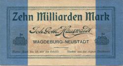 Magdeburg-Neustadt- Hauswaldt, Johann Gottlieb, Schokoladefabrik, Lübecker Str. 13 - -- - 10 Milliarden Mark