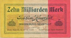Magdeburg-Neustadt- Hauswaldt, Johann Gottlieb, Schokoladefabrik, Lübecker Str. 13 - -- - 10 Milliarden Mark