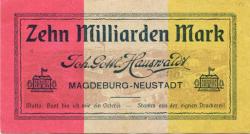 Magdeburg-Neustadt- Hauswaldt, Johann Gottlieb, Schokoladefabrik, Lübecker Str. 13 - -- - 10 Milliarden Mark