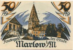 Marlow - Stadt - - 31.5.1922 - 50 Pfennig