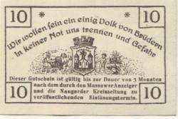 Massow (heute: PL-Maszewo) - Stadt - 1.10.1920 - 10 Pfennig