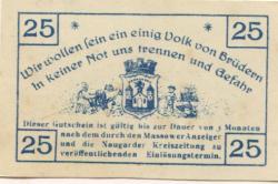 Massow (heute: PL-Maszewo) - Stadt - 1.10.1920 - 25 Pfennig