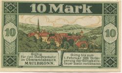 Maulbronn - Amtskörperschaft - 31.12.1918 - 1.2.1919 - 10 Mark