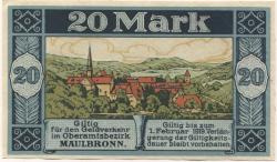 Maulbronn - Amtskörperschaft - 31.12.1918 - 1.2.1919 - 20 Mark