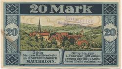 Maulbronn - Amtskörperschaft - 31.12.1918 - 1.2.1919 - 20 Mark