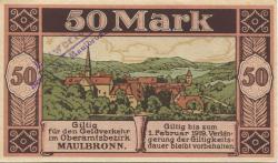 Maulbronn - Amtskörperschaft - 31.12.1918 - 1.2.1919 - 50 Mark