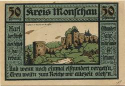 Monschau - Kreis - 1.7.1921 - 1.10.1921 - 50 Pfennig