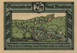 Monschau - Stadt - 1.7.1921 - 1.1.1922 - 25 Pfennig