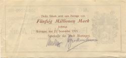 Moringen - Stadt - 22.9.1923 - 50 Millionen Mark