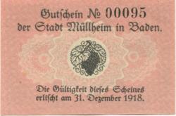 Müllheim - Stadt -  - 31.12.1918 - 25 Pfennig 