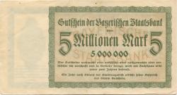 München - Bayerische Staatsbank - 1.8.1923 - 5 Millionen Mark