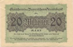 München - Bayerische Staatsbank - 1.8.1923 - 20 Millionen Mark