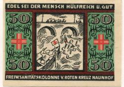 Naunhof - Deutsches Rotes Kreuz, Freiwillige Sanitätskolonne - 26.6.1921 - 31.12.1921 - 50 Pfennig