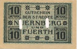 Nürnberg und Fürth - Städte - 23.10.1918 - 1.2.1919 - 10 Mark 