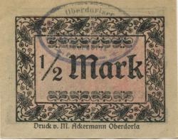 Oberdorla (heute: Vogtei) - Oberdorlaer Spar- und Darlehnskasssen-Verein eGmuH - -- - 1/2 Mark