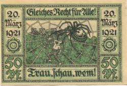 Oberglogau (heute: PL-Glogowek) - Stadt - 1.7.1921 - 31.12.1922 - 50 Pfennig 
