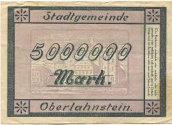 (Ober)Lahnstein - Stadt - August 1923 - 5 Millionen Mark