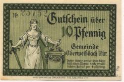 Oberweißbach (heute: Schwarzatal) - Gemeinde - 1.7.1921 - 10 Pfennig