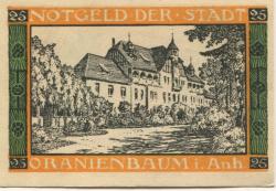 Oranienbaum - Stadt - - 31.3.1922 - 25 Pfennig