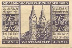 Paderborn - Evangelische Kirchengemeinde - 31.7.1921 - 75 Pfennig 