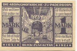 Paderborn - Evangelische Kirchengemeinde - 31.7.1921 - 1 Mark 