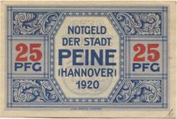 Peine - Stadt - 3.6.1920 - 25 Pfennig