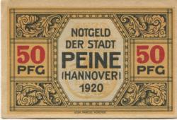 Peine - Stadt - 3.6.1920 - 50 Pfennig