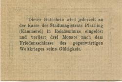 Plattling - Stadt - 25.1.1917 - 25 Pfennig