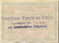 Putlitz - Vorschuss-Verein eGmuH - 20.5.1918 - 1.7.1920 - 50 Pfennig 