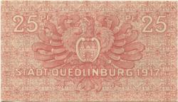 Quedlinburg - Stadt - 10.5.1917 - 31.3.1919 - 25 Pfennig 