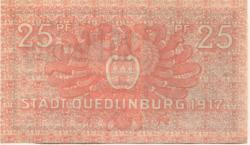 Quedlinburg - Stadt - 10.5.1917 - 31.3.1921 - 25 Pfennig 