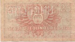 Quedlinburg - Stadt - 10.5.1917 - 31.3.1921 - 25 Pfennig 