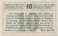 Querfurt - Jaeckel, Richard, Kunst- und Verlagsanstalt - 1920 - 10 Pfennig