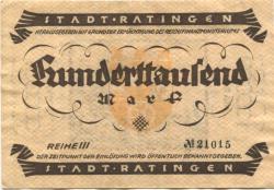 Ratingen - Stadt - 15.8.1923 - 100000 Mark