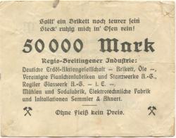 Regis-Breitingen - Stadt-Girokasse - 16.8.1923 - 50000 Mark