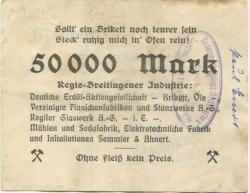 Regis-Breitingen - Stadt-Girokasse - 16.8.1923 - 50000 Mark