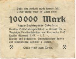 Regis-Breitingen - Stadt-Girokasse - 16.8.1923 - 100000 Mark