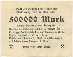 Regis-Breitingen - Stadt-Girokasse - 16.8.1923 - 500000 Mark