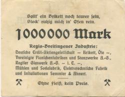 Regis-Breitingen - Stadt-Girokasse - 16.8.1923 - 1 Million Mark