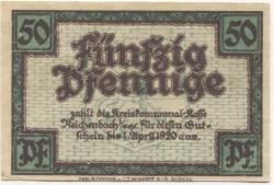 Reichenbach (heute: PL-Dzierzoniów) - Kreis - 1.4.1920 - 50 Pfennig