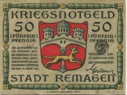 Remagen - Stadt - 27.12.1918 - 31.3.1920 - 50 Pfennig