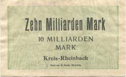 Rheinbach - Kreis - 23.10.1923 - 10 Milliarden Mark