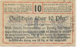 Roßleben - Sauer, Wilhelm, Buchdruckerei und Verlag - 1.12.1919 - 10 Pfennig