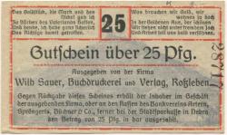Roßleben - Sauer, Wilhelm, Buchdruckerei und Verlag - 1.12.1919 - 25 Pfennig 