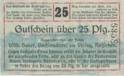 Roßleben - Sauer, Wilhelm, Buchdruckerei und Verlag - 1.12.1919 - 25 Pfennig
