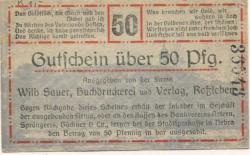 Roßleben - Sauer, Wilhelm, Buchdruckerei und Verlag - 1.12.1919 - 50 Pfennig