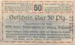 Roßleben - Sauer, Wilhelm, Buchdruckerei und Verlag - 1.12.1919 - 50 Pfennig